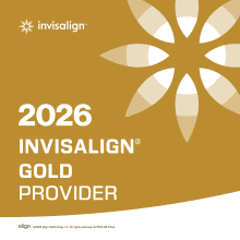 Invisalign Gold Provider 2026 certification badge for dental orthodontics.